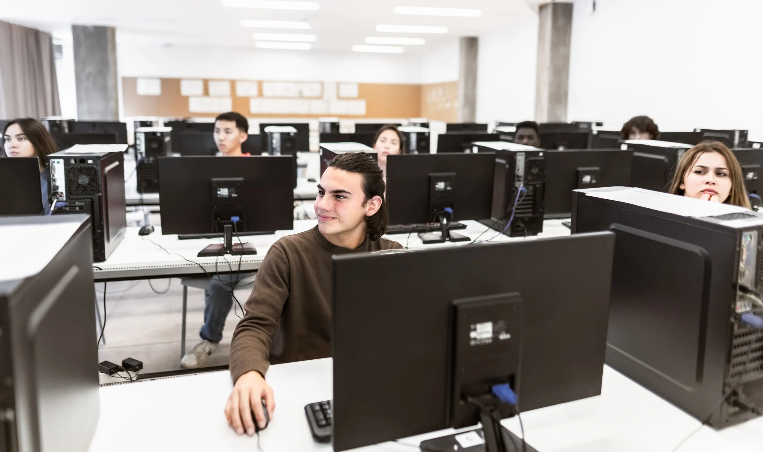 Young students listening a lesson in high school – Education con